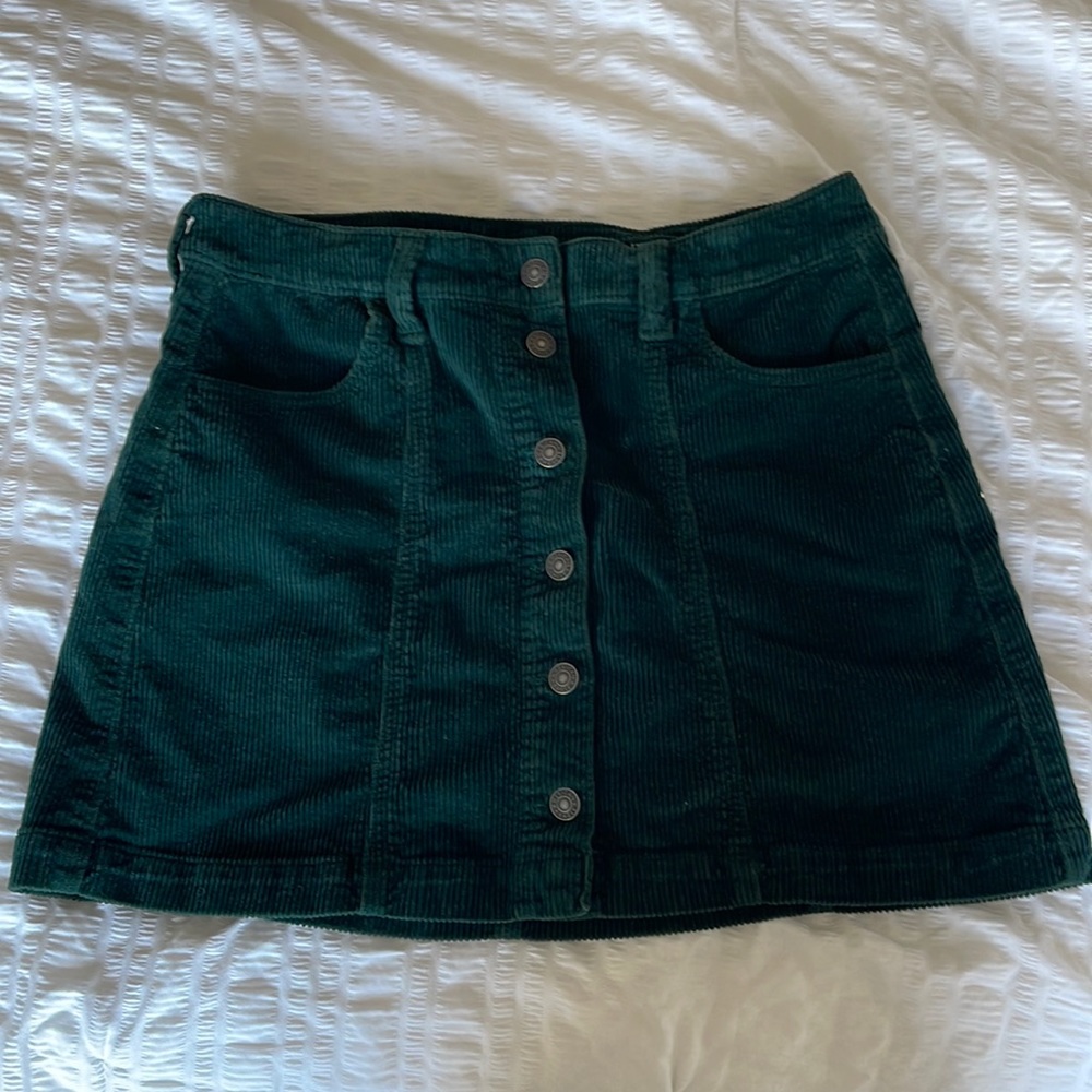 American Eagle Outfitters Green Corduroy A-Line Skirt